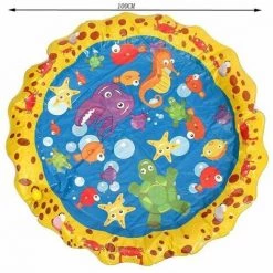 DONTODENT Splash Pad - Tapis D'arrosage Pour Enfants Et Chiens Pour Jeux D'extérieur Arroseur D'eau D'été - Jeu De Jouets De Jardin - Dauphin Bleu De 1 Mètre