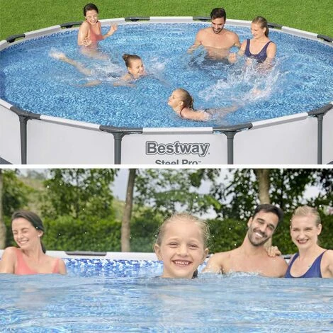 Piscine Tubulaire BESTWAY - Peridot 14.5m² Grise- Piscine Ronde Ø4.3m Avec Pompe De Filtration Et Cartouche Filtrante Piscine Hors Sol. Armature Acier - Gris 5 Piscine Tubulaire BESTWAY - Peridot 14.5m² Grise- Piscine Ronde Ø4.3m Avec Pompe De Filtration Et Cartouche Filtrante Piscine Hors Sol. Armature Acier - Gris – Image 3
