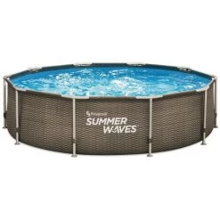 Piscine Tubulaire Ronde Active Frame Pool Effet Rotin 3,05 X 0,76 M - Summer Waves - Marron