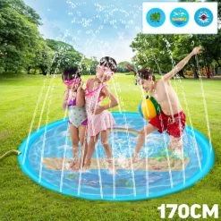 DMTOOL 170cm Piscine Gonflable Tapis D'arroseuse Jeu D'eau D'éclaboussure Enfant Jouet Jeux De Plage Jardin Extérieur-TYPE B