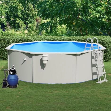 VidaXL Piscine Avec Pompe Filtrante à Sable Et échelle 460x120 Cm 3 VidaXL Piscine Avec Pompe Filtrante à Sable Et échelle 460x120 Cm