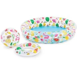 GUAZHUNIFR 59460 - Jeu De Plein Air - Set Piscine + Bouée + Ballon - Diamètre: 122 Cm.Gu.B/bon -Piscine Soldes Boutique 57240279 3