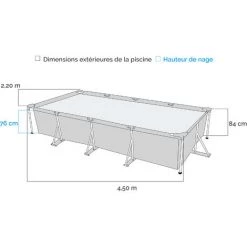 Piscine Tubulaire Intex Metal Frame 4,50 X 2,20 X 0,84 M + Épurateur 1,7 M³ - Bleu -Piscine Soldes Boutique 5728361 4