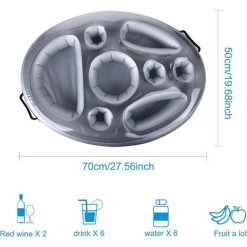 GUAZHUNIFR 8 Trous Gonflable Porte-Boissons Bar Flottant, Jus De Bière Plateau De Boissons Salade De Fruits Buffet Serveur Grande Capacité Pour Piscine D'été En Plein Air Plage Piscine Party Spa Supply,GU.B/bon -Piscine Soldes Boutique 57704267 2