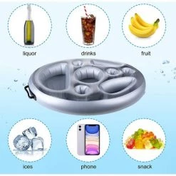 GUAZHUNIFR 8 Trous Gonflable Porte-Boissons Bar Flottant, Jus De Bière Plateau De Boissons Salade De Fruits Buffet Serveur Grande Capacité Pour Piscine D'été En Plein Air Plage Piscine Party Spa Supply,GU.B/bon -Piscine Soldes Boutique 57704267 4