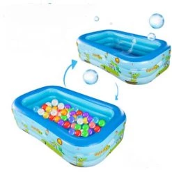 BENOBBY KIDS Pataugeoire, Pataugeoire Gonflable à Trois Anneaux, Pataugeoire Familiale Pour Enfants, Pataugeoire Pour Bébé, Grande Pataugeoire Rectangulaire Pour Enfants, Grandes Pataugeoires Pour Jardin Pour Nager Ou Patauger, Extérieur Et Intérieur E -Piscine Soldes Boutique 57817473 4