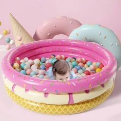 BENOBBY KIDS Piscine Gonflable Pour Bébés - Donuts Pour Enfants, Pataugeoire Pour Tout-petits, Piscine Pour Bébés, Piscine à Balles Gonflables, Pataugeoire Pour Bébés Pour Le Jardin (Rose, 120 Cm) -Piscine Soldes Boutique 57817606 3