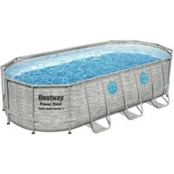 Piscine Hors Sol - BESTWAY - Power Steel SwimVista - Ovale - Motif Rotin Avec Hublots - 549 X 274 X 122 Cm -Piscine Soldes Boutique 57867003 2