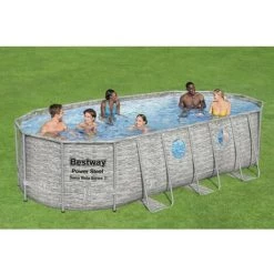Piscine Hors Sol - BESTWAY - Power Steel SwimVista - Ovale - Motif Rotin Avec Hublots - 549 X 274 X 122 Cm -Piscine Soldes Boutique 57867003 5