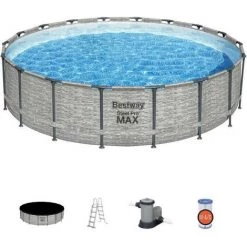 Kit Piscine Hors Sol Tubulaire BESTWAY Steel Pro Max™ - 549 X 122 Cm - Ronde (Avec Pompe De Filtration, Une échelle Et Une B -Piscine Soldes Boutique 57867007 4