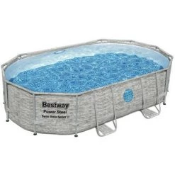 Kit Piscine Hors Sol BESTWAY - Power Steel™- 488 X 305 X 107 Cm - Ovale (Livrée Avec Filtre A Sable, Bâche, échelle Et Diff -Piscine Soldes Boutique 57867034 2