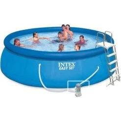Kit Piscine Hors Sol Autoportante INTEX Easy Set - 457,2 X 121,92 Cm - Ronde (Inclus Bâche, échelle, Tapis De Sol Et épurateu