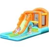 COSTWAY Château Gonflable/Château Et Aire De Jeux Gonflable Avec Toboggan Aquatique/Aire De Saut Fait En Polyester-Convient Pour 3 Enfants De 3 à 10 Ans -Capacité De Charge Max. 90 Kg Sans Souffleur -Piscine Soldes Boutique 58265567 1