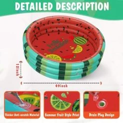 ABCRITAL Piscine Gonflable Pour Enfants, Très Grande Piscine Pour Bébé Summer Watermelon Kids Swimming Pools To Replace Backyard Pool Gonflable Water Pool For Kids Indoor Outdoor (49X12 '') 11 ABCRITAL Piscine Gonflable Pour Enfants, Très Grande Piscine Pour Bébé Summer Watermelon Kids Swimming Pools To Replace Backyard Pool Gonflable Water Pool For Kids Indoor Outdoor (49X12 '') -Piscine Soldes Boutique 58344674 5