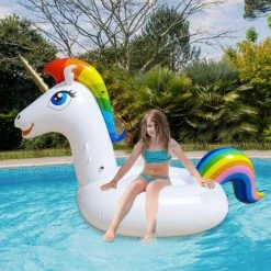 ABCRITAL Bouée Licorne Gonflable, Jouet Piscin Pour Enfant Et Adulte, Matelas Gonflable Avec Valves Rapides ,Grande Bouée Licorne Gonflable Geante Pour Piscine Été Vacances Océan -Piscine Soldes Boutique 58344913 3