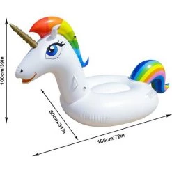 ABCRITAL Bouée Licorne Gonflable, Jouet Piscin Pour Enfant Et Adulte, Matelas Gonflable Avec Valves Rapides ,Grande Bouée Licorne Gonflable Geante Pour Piscine Été Vacances Océan -Piscine Soldes Boutique 58344913 5