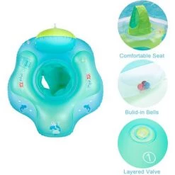 ABCRITAL Myir Bébé Siège De Piscine, Bouee Bebe Bouée Bébé Enfant Bouee Gonflable Bébé Flotteur Bague De Natation Anneau De Natation (Bleu ,M) -Piscine Soldes Boutique 58345052 4