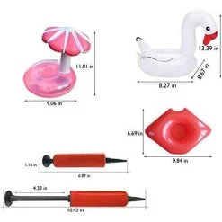ABCRITAL 15 Pièces Mignonne & Grande Flottabilité Kit De Porte Gobelet Gonflable Prime Avec Pompe À Air Libre Pour Piscine Jacuzzi Luau Party (15 Pièces) -Piscine Soldes Boutique 58345056 3