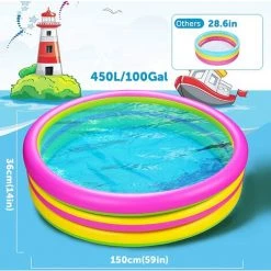 ABCRITAL Piscine Gonflable De 1,5 M Pour Enfants Piscine Jardin Piscine D'Été Jouets Pour La Famille Extérieur Intérieur -Piscine Soldes Boutique 58345166 4