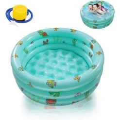 ABCRITAL Piscine Gonflable 3 Anneaux, Pataugeoire Gonflable Ronde Baignoire Gonflable Piscine Pour Enfants Intérieur Et Exterieur 100 Cm * 27 Cm
