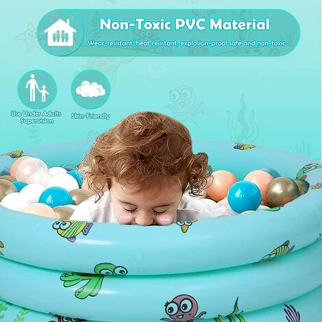 ABCRITAL Piscine Gonflable 3 Anneaux, Pataugeoire Gonflable Ronde Baignoire Gonflable Piscine Pour Enfants Intérieur Et Exterieur 100 Cm * 27 Cm 5 ABCRITAL Piscine Gonflable 3 Anneaux, Pataugeoire Gonflable Ronde Baignoire Gonflable Piscine Pour Enfants Intérieur Et Exterieur 100 Cm * 27 Cm – Image 3
