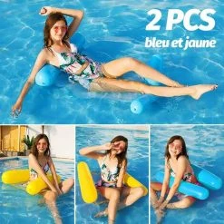 ABCRITAL Hamac D'Eau Gonflable, 2Pcs Floattant Hamac 4 -En-1 Hamac Gonflable Piscine, Pliable Flottantes Hamac Flotteur Ultraléger, Chaise Longue Flotteur Pour Adulte Plage Partie Vacances