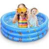 GRID COOL Enfants Piscine Gonflable, Antidérapante Pataugeoire Gonflable Ronde Baignoire Gonflable Piscine Pour Enfants Intérieur Et Exterieur, 3 Anneaux 100x38 Cm -Piscine Soldes Boutique 58348681 1