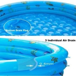 GRID COOL Enfants Piscine Gonflable, Antidérapante Pataugeoire Gonflable Ronde Baignoire Gonflable Piscine Pour Enfants Intérieur Et Exterieur, 3 Anneaux 100x38 Cm -Piscine Soldes Boutique 58348681 5