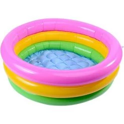 GRID COOL Pataugeoire Pour Bébés Piscine Gonflable Pour Les Tout-Petits Piscine 3 Boudins Fond Gonflable