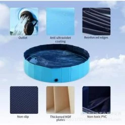 LIFCAUSAL Piscines Pour Animaux De Compagnie Piscines Pliables Piscines Pour Animaux De Compagnie 160 * 30CM Bleu -Piscine Soldes Boutique 58381317 3