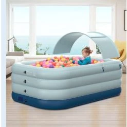 BENOBBY KIDS Piscine Gonflable Familiale, Grande Piscine Plus épaisse Avec Auvent Pour Enfants, Adultes, Tout-petits à Partir De 3 Ans, Piscines Gonflables Hors Sol, Jardin, Arrière-cour, Fête Aquatique Estivale(2.1M,4 Layer) -Piscine Soldes Boutique 58431307 3