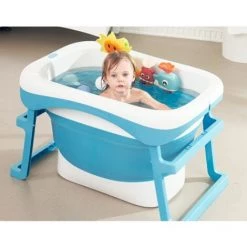 BENOBBY KIDS Baignoire Bébé Pliante Baignoire De Voyage Portable Baignoire De Lavage Baignoire Multifonctionnelle (bleu)