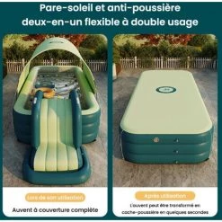 MERKMAK Piscine Gonflable , Piscine Baignoire Pliable Enfant Adulte 485x175x125cm Pour Jardin + Glisser + Auvent + Jouet + Gonfleur -Piscine Soldes Boutique 58462782 5