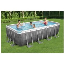 Pack BESTWAY Piscine Tubulaire Rectangulaire - Power Steel - 488 X 244 X 122 Cm - Robot Aspirateur Autonome Frisbee - Kit De Traitement De L'eau - Gris -Piscine Soldes Boutique 58462799 2