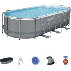 Kit Piscine Hors Sol Tubulaire BESTWAY Power Steel™- 549 X 274 X 122 Cm - Ovale (Avec Filtre A Cartouche, échelle, Bâche, Di -Piscine Soldes Boutique 58618647 5