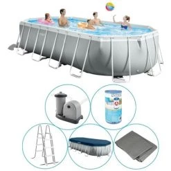 Piscine Tubulaire Intex Ovale 610x305x122 Cm - Accessoires Inclus