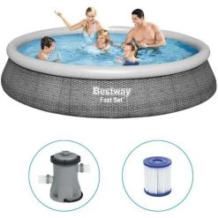 Piscine Gonflable Bestway Ronde 396x84 Cm - Avec Pompe De Filtration