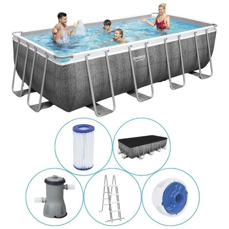 Piscine Tubulaire Bestway Rectangulaire 488x244x122 Cm - Accessoires Inclus 3 Piscine Tubulaire Bestway Rectangulaire 488x244x122 Cm - Accessoires Inclus