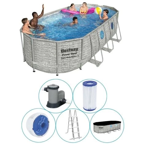 Piscine Tubulaire Bestway Ovale 549x274x122 Cm - Accessoires Inclus 3 Piscine Tubulaire Bestway Ovale 549x274x122 Cm - Accessoires Inclus