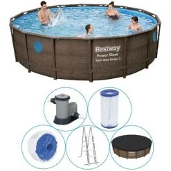 Piscine Tubulaire Bestway Ronde 488x122 Cm - Accessoires Inclus