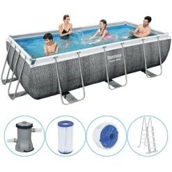 Piscine Tubulaire Bestway Rectangulaire 404x201x100 Cm - Avec Pompe De Filtration
