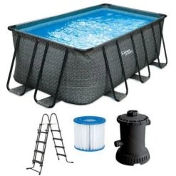 POLYGROUP Piscine Tubulaire Dark Rectangulaire 3,96 M X 2,13 M X 1,22 M -Piscine Soldes Boutique 58698203 3