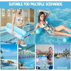 LTS FAFA Hamac Gonflable,Matelas Gonflable Flottant,Pliable Hamac D'eau,Hamac D'eau 4 En 1,Les Meilleurs Cadeaux D'été Pour Adultes Et Enfants (Bleu Clair) -Piscine Soldes Boutique 58824874 5