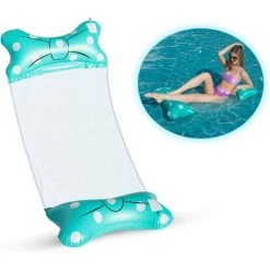 LTS FAFA Hamac Gonflable Piscine,Bow-Noeud Hamac Gonflable,Matelas Gonflable Flottant,Pliable Hamac D'eau,Hamac D'eau 4 En 1,Les Meilleurs Cadeaux D'été Pour Adultes Et Enfants (Bleu Clair)