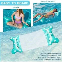 LTS FAFA Hamac Gonflable Piscine,Bow-Noeud Hamac Gonflable,Matelas Gonflable Flottant,Pliable Hamac D'eau,Hamac D'eau 4 En 1,Les Meilleurs Cadeaux D'été Pour Adultes Et Enfants (Bleu Clair) -Piscine Soldes Boutique 58824877 5