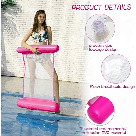LTS FAFA Hamac Gonflable Piscine,Hamac Gonflable,Matelas Gonflable Flottant,Pliable Hamac D'eau,Hamac D'eau 4 En 1,Les Meilleurs Cadeaux D'été Pour Adultes Et Enfants (Rose) 5 LTS FAFA Hamac Gonflable Piscine,Hamac Gonflable,Matelas Gonflable Flottant,Pliable Hamac D'eau,Hamac D'eau 4 En 1,Les Meilleurs Cadeaux D'été Pour Adultes Et Enfants (Rose) – Image 3
