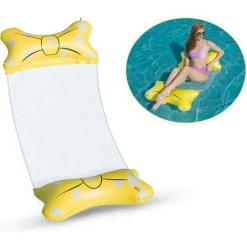 LTS FAFA Bow-Noeud Hamac Gonflable,Matelas Gonflable Flottant,Pliable Hamac D'eau,Hamac D'eau 4 En 1,Les Meilleurs Cadeaux D'été Pour Adultes Et Enfants (Jaune)