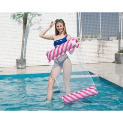 LTS FAFA Hamac Gonflable Piscine,Hamac Gonflable à Rayures,Matelas Gonflable Flottant,Pliable Hamac D'eau,Hamac D'eau 4 En 1,Les Meilleurs Cadeaux D'été Pour Adultes Et Enfants (Rose) -Piscine Soldes Boutique 58824939 3