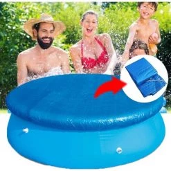 LTS FAFA Diamètre Baches Pour Piscines,Couverture De Protection De Piscine Ronde Avec Attaches En Corde,Bache Durable Antipoussière Coupe-Vent Pour Piscines Hors Sol Rondes 183 Cm