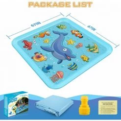LTS FAFA Peradix Tapis De Jet D'eau, PVC Durable Sprinkler Splash Pad, Jouets D'arrosage Pour Enfants, Jouets D'eau Exterieur D'Eté Pour Piscine Jardin Plage (Bleu) -Piscine Soldes Boutique 58825061 5